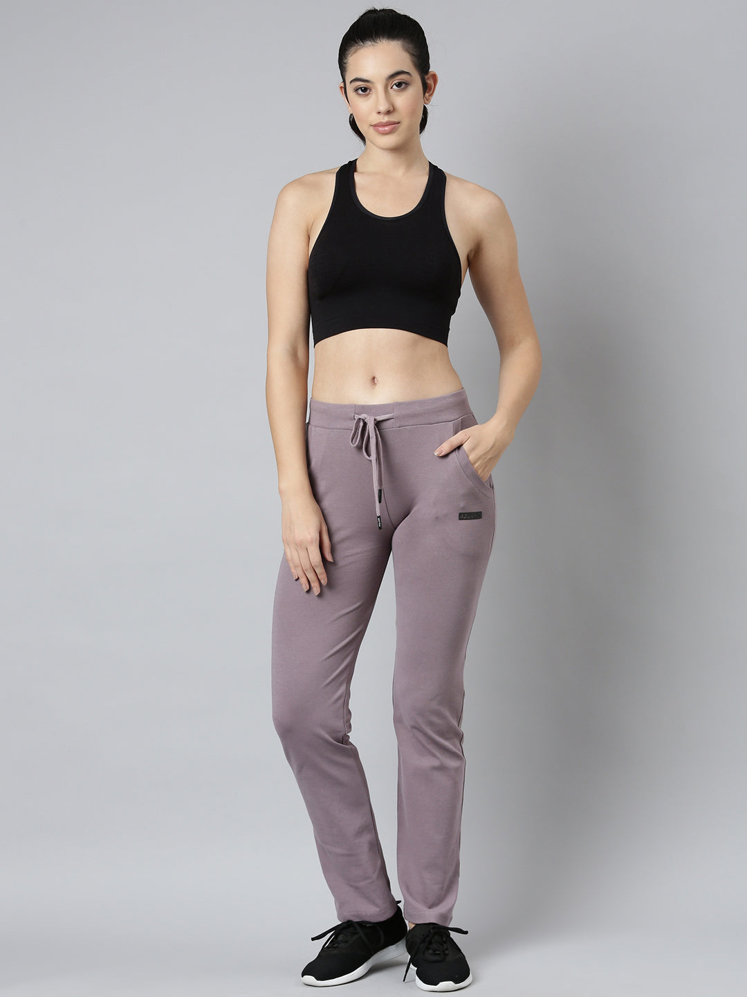 Women Solid Slim Fit Lavender Track Pant