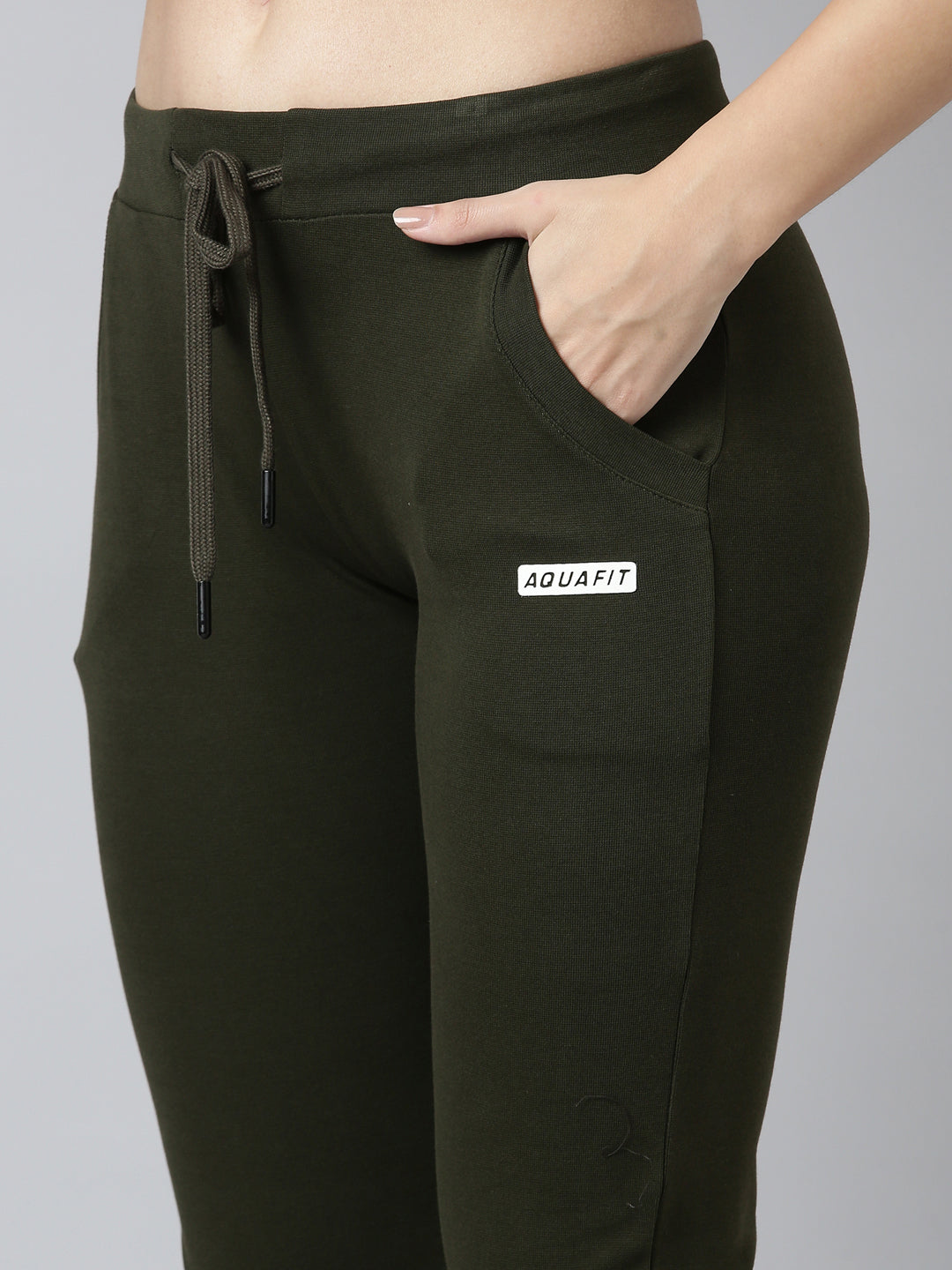 Women Solid Slim Fit Olive Track Pant