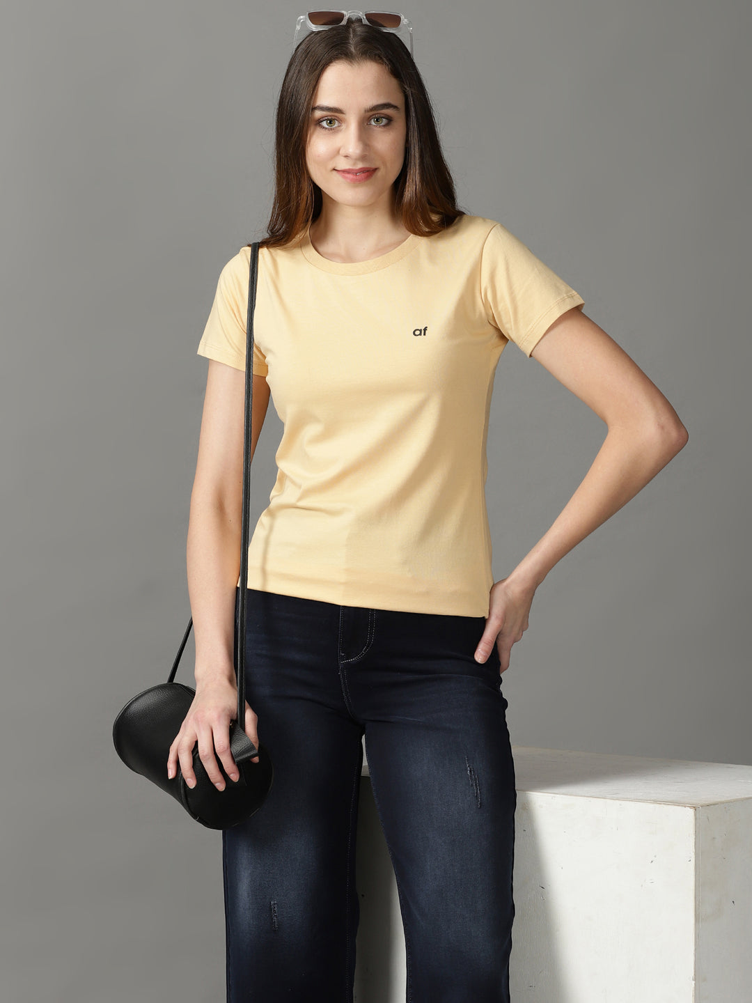 Women's Tan Solid Top