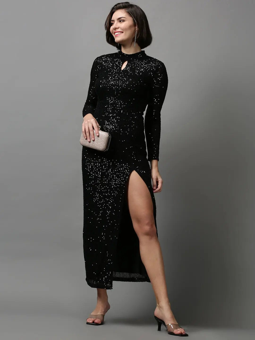 Women's Black Solid Sheath Dress
