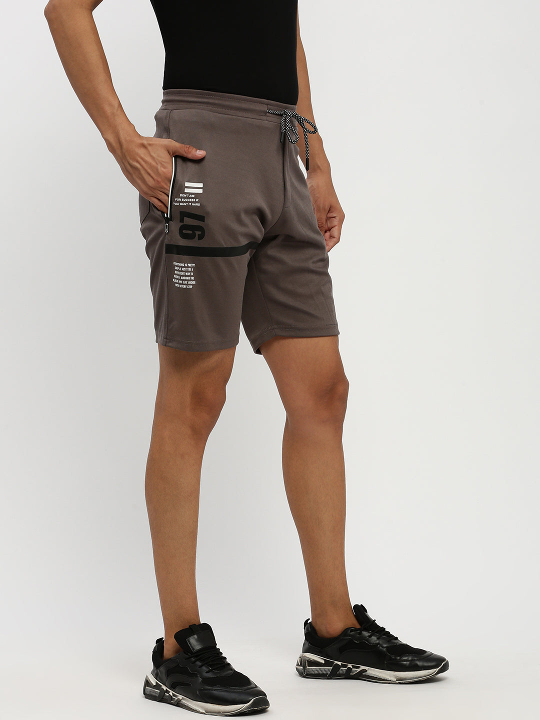 Men Grey Typographic Shorts