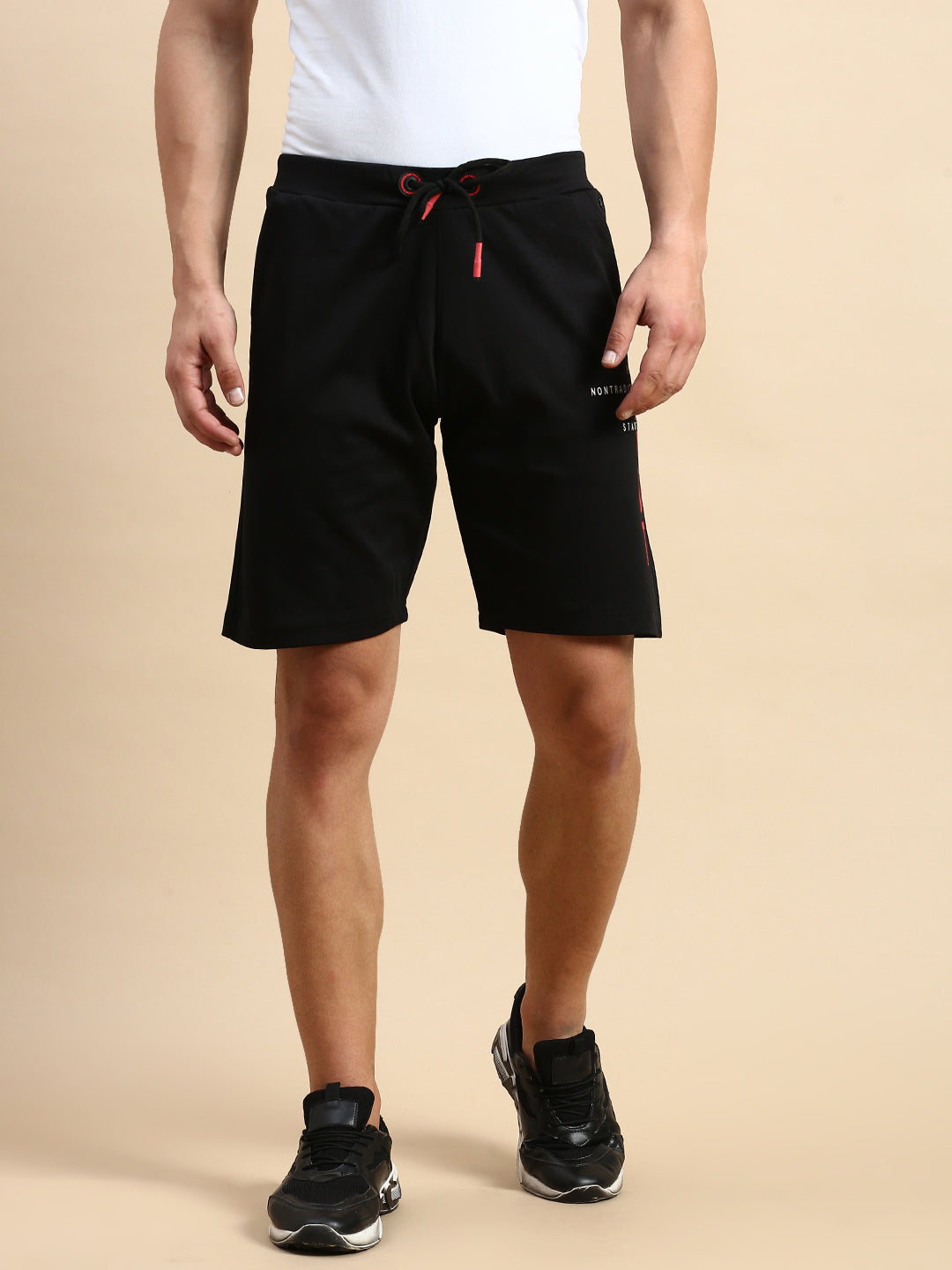 Men Black Solid Casual Shorts