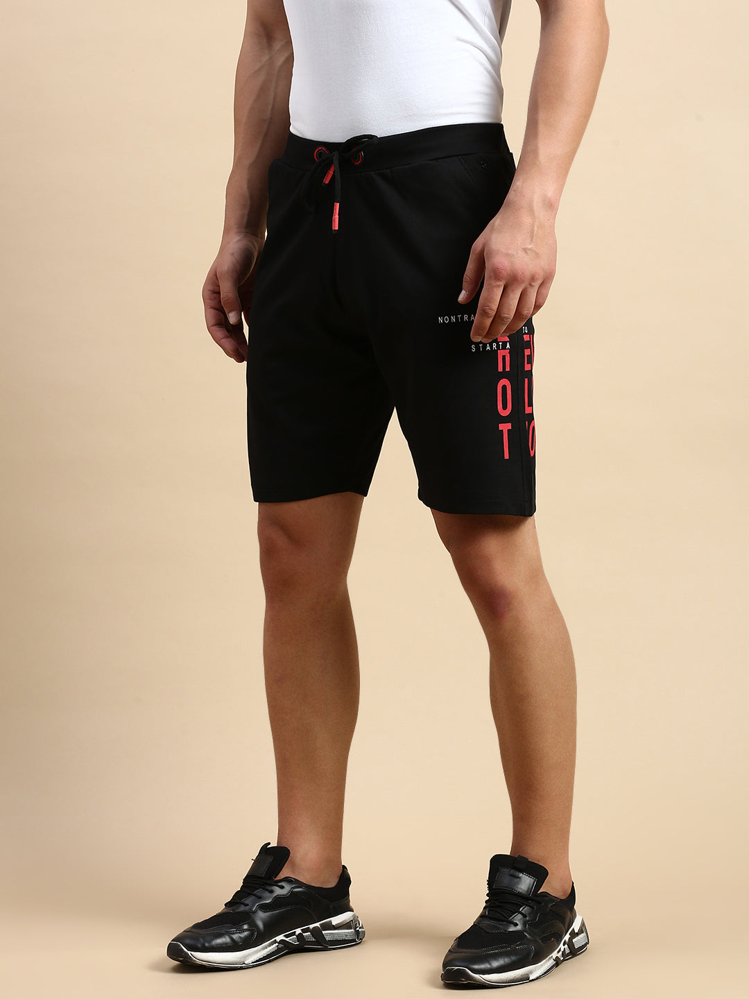 Men Black Solid Casual Shorts