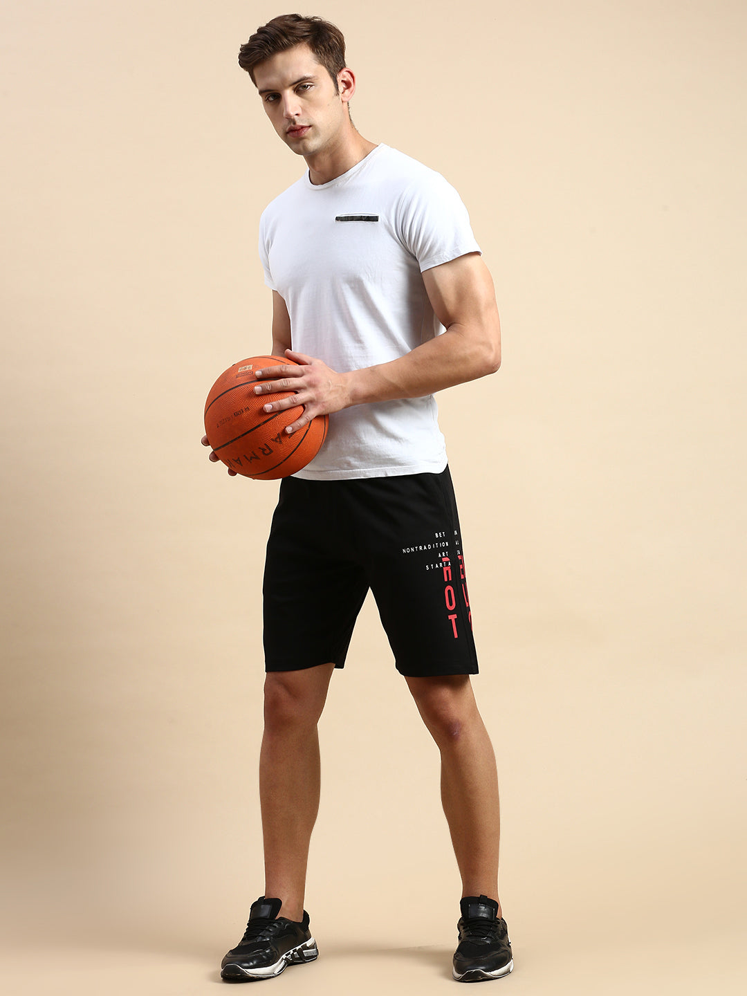 Men Black Solid Casual Shorts