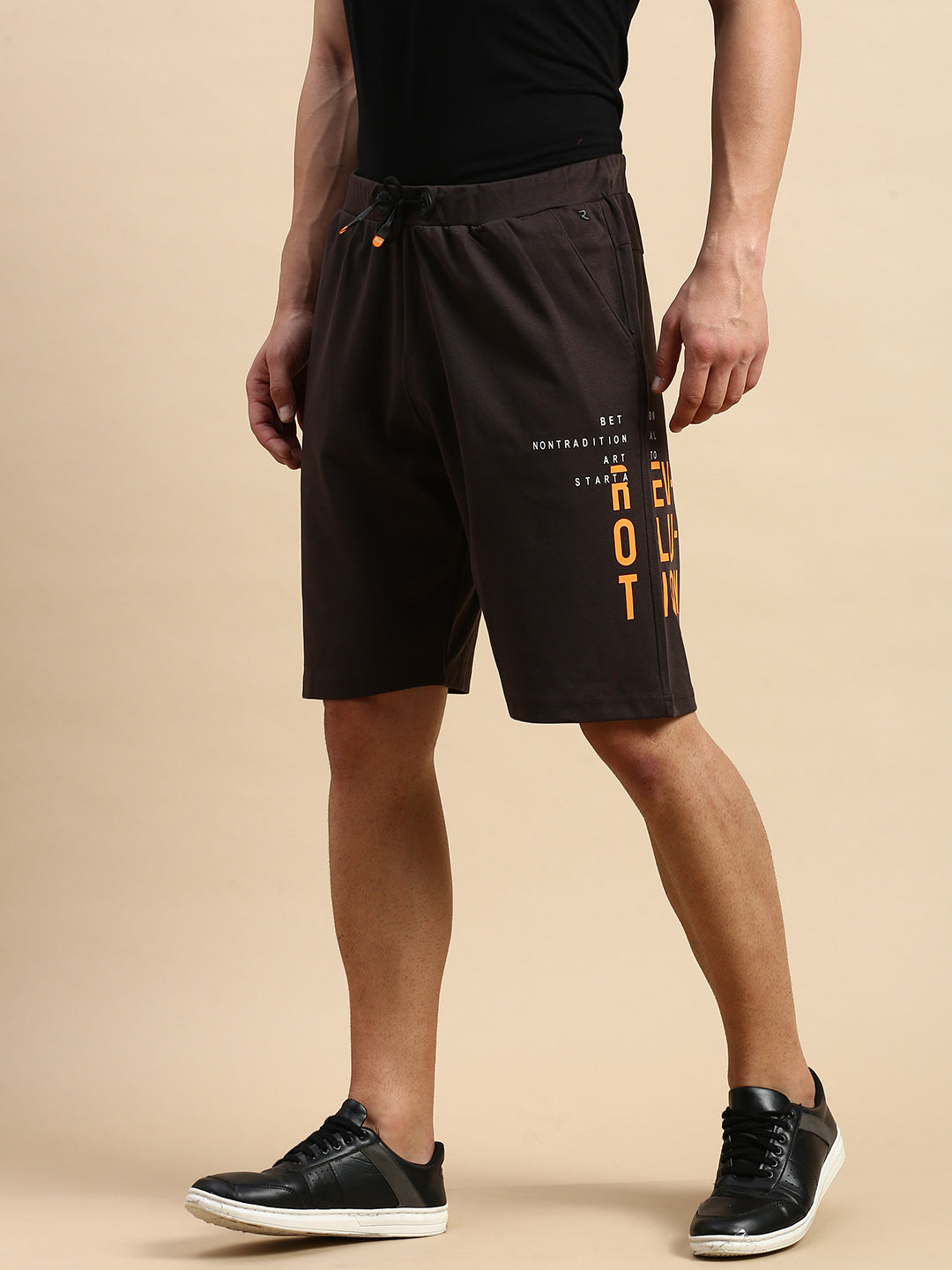 Men Brown Solid Casual Shorts