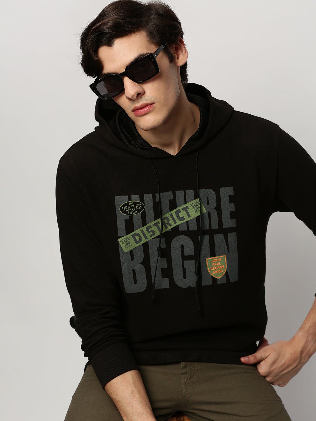 Men Black Typographic Casual Sweatshirts