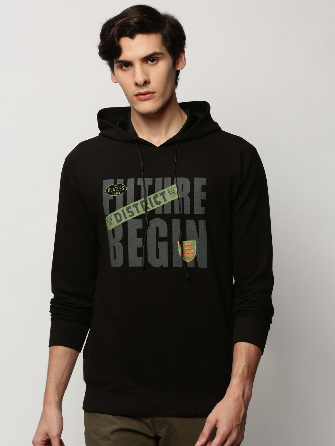 Men Black Typographic Casual Sweatshirts