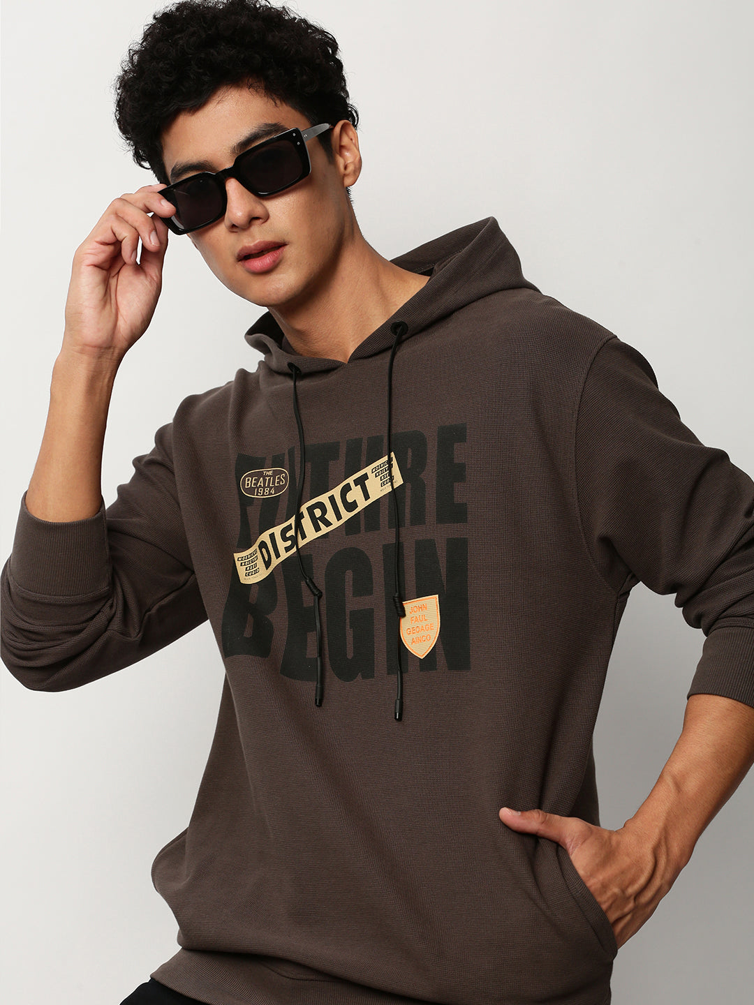 Men Grey Typographic Casual Sweatshirts