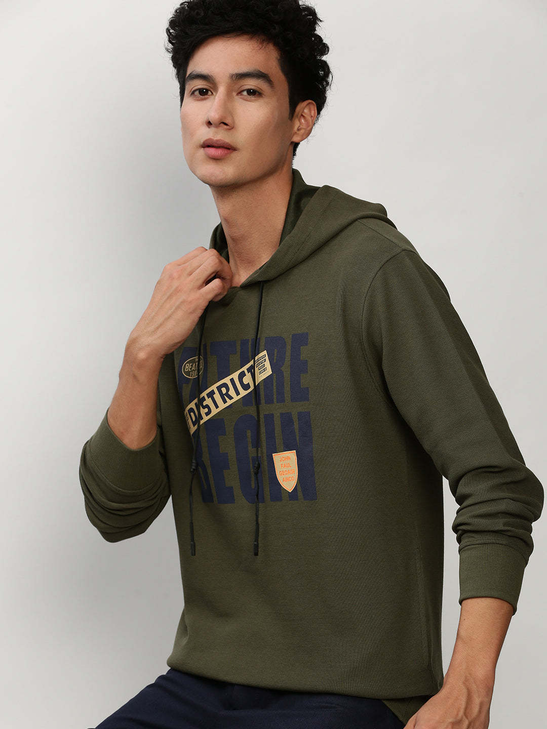 Men Green Typographic Casual Sweatshirts