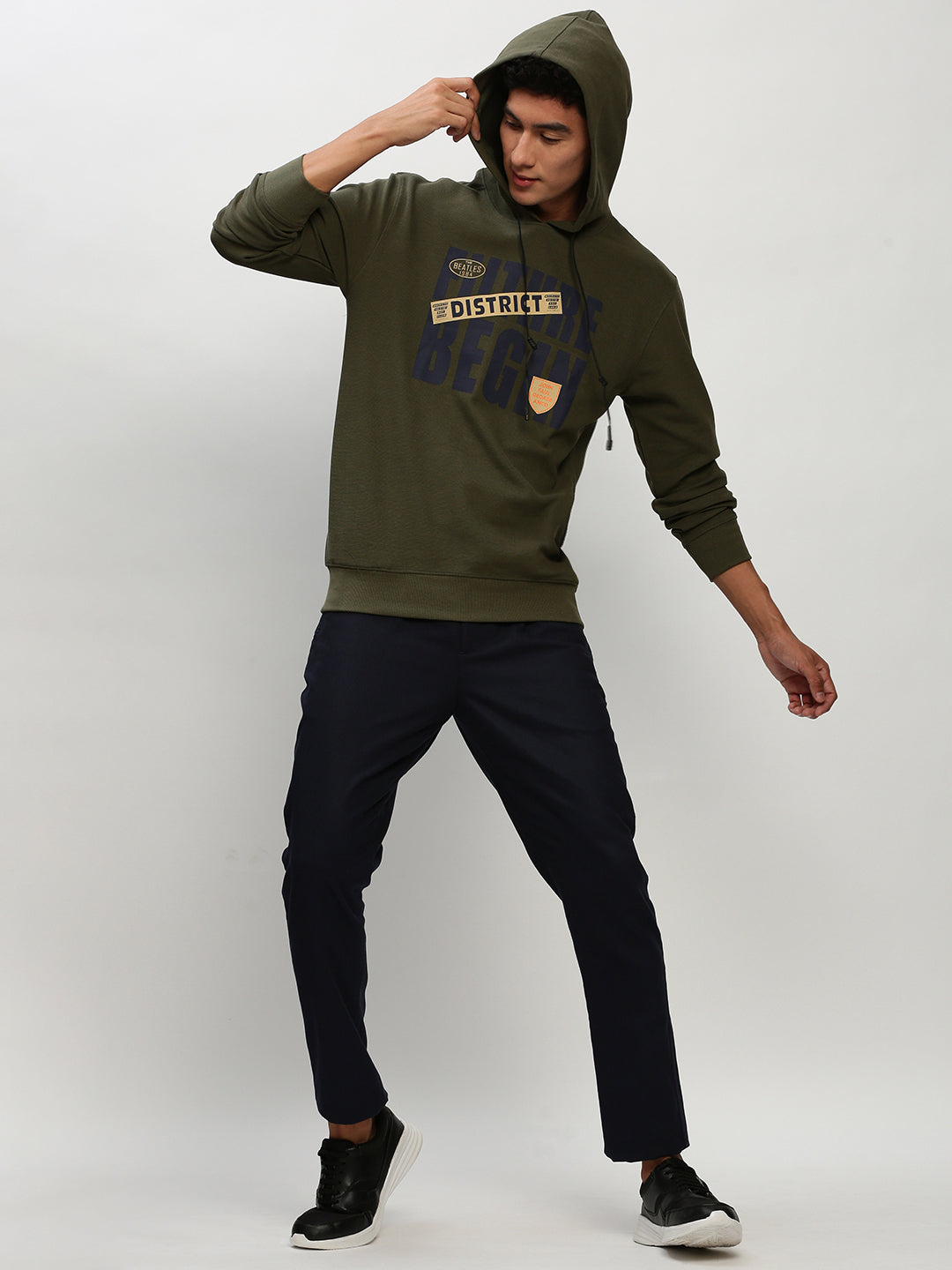 Men Green Typographic Casual Sweatshirts