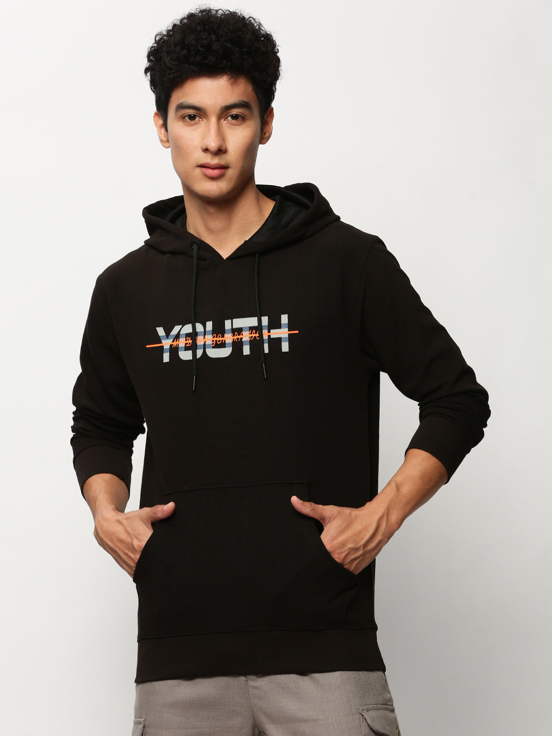 Men Black Typographic Casual Sweatshirts