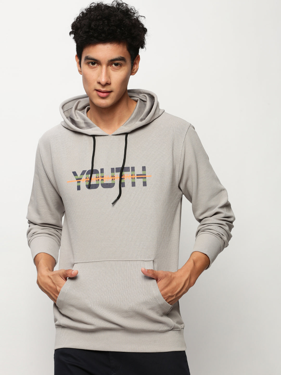 Men Grey Typographic Casual Sweatshirts