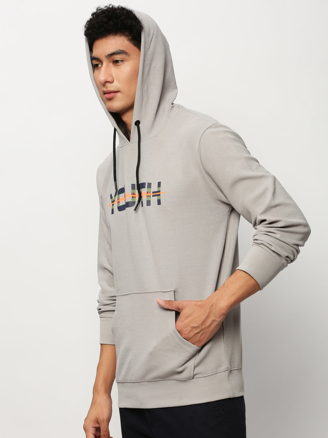 Men Grey Typographic Casual Sweatshirts