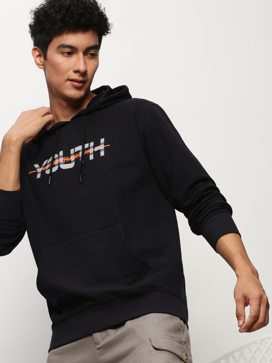 Men Blue Typographic Casual Sweatshirts