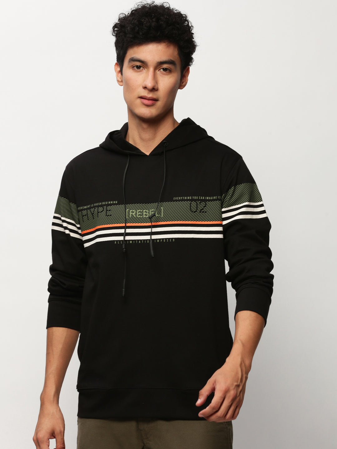 Men Black Graphics Casual Sweatshirts