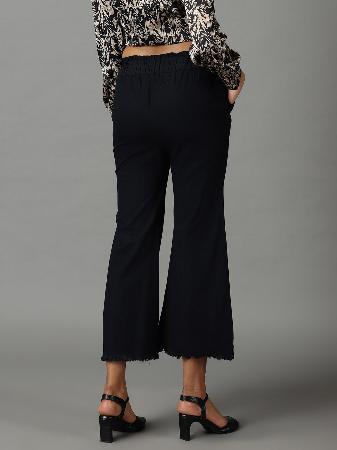 Women's Black Solid Trouser