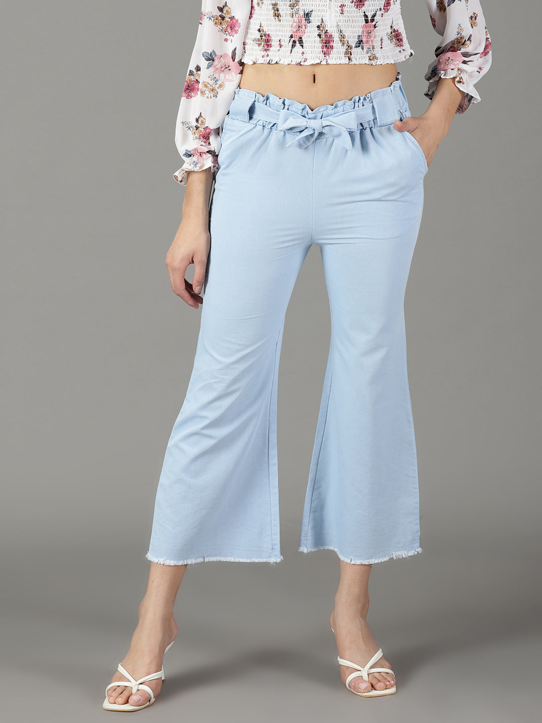 Women's Blue Solid Trouser