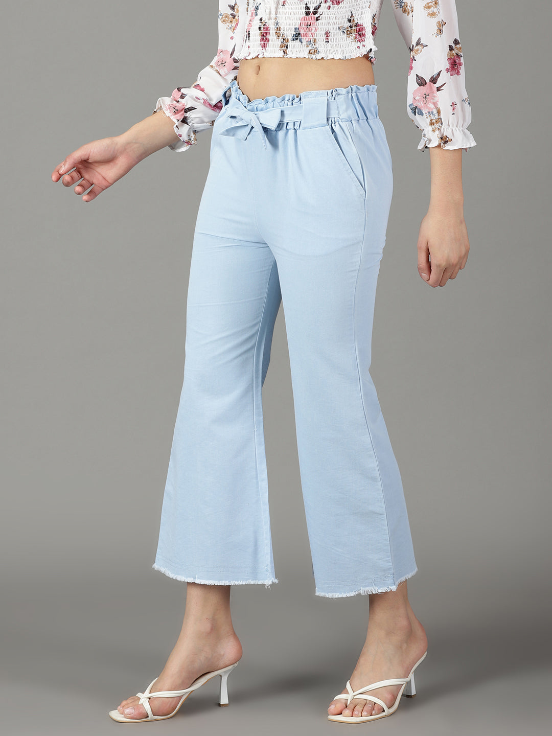 Women's Blue Solid Trouser