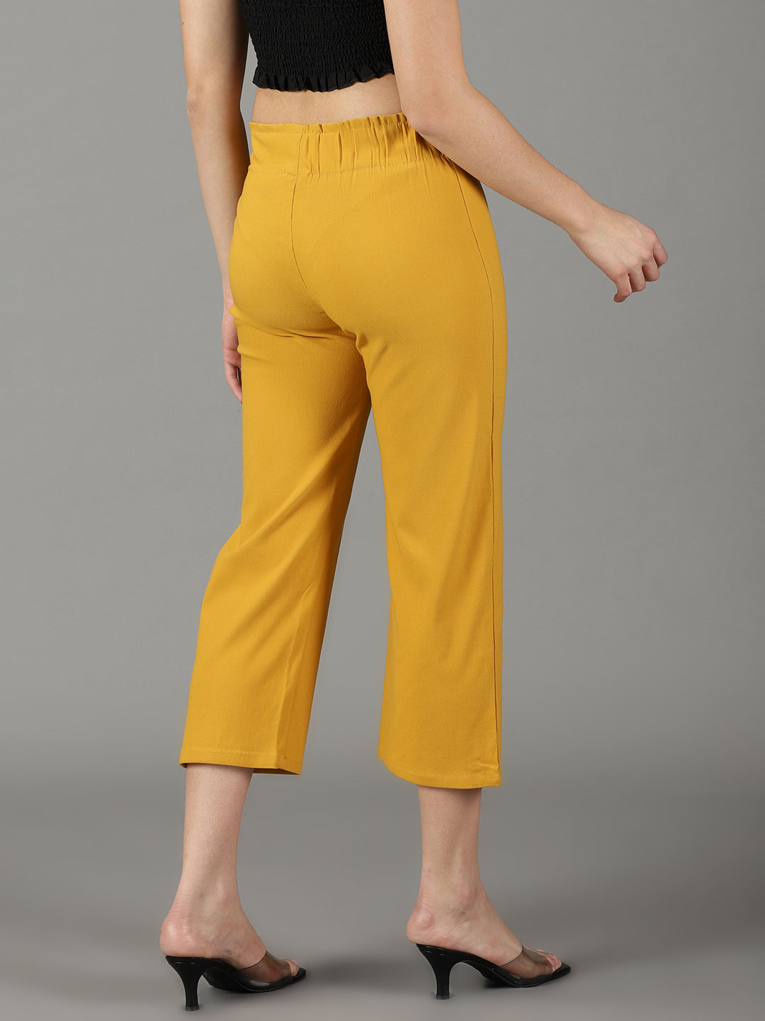 Women's Mustard Solid Trouser