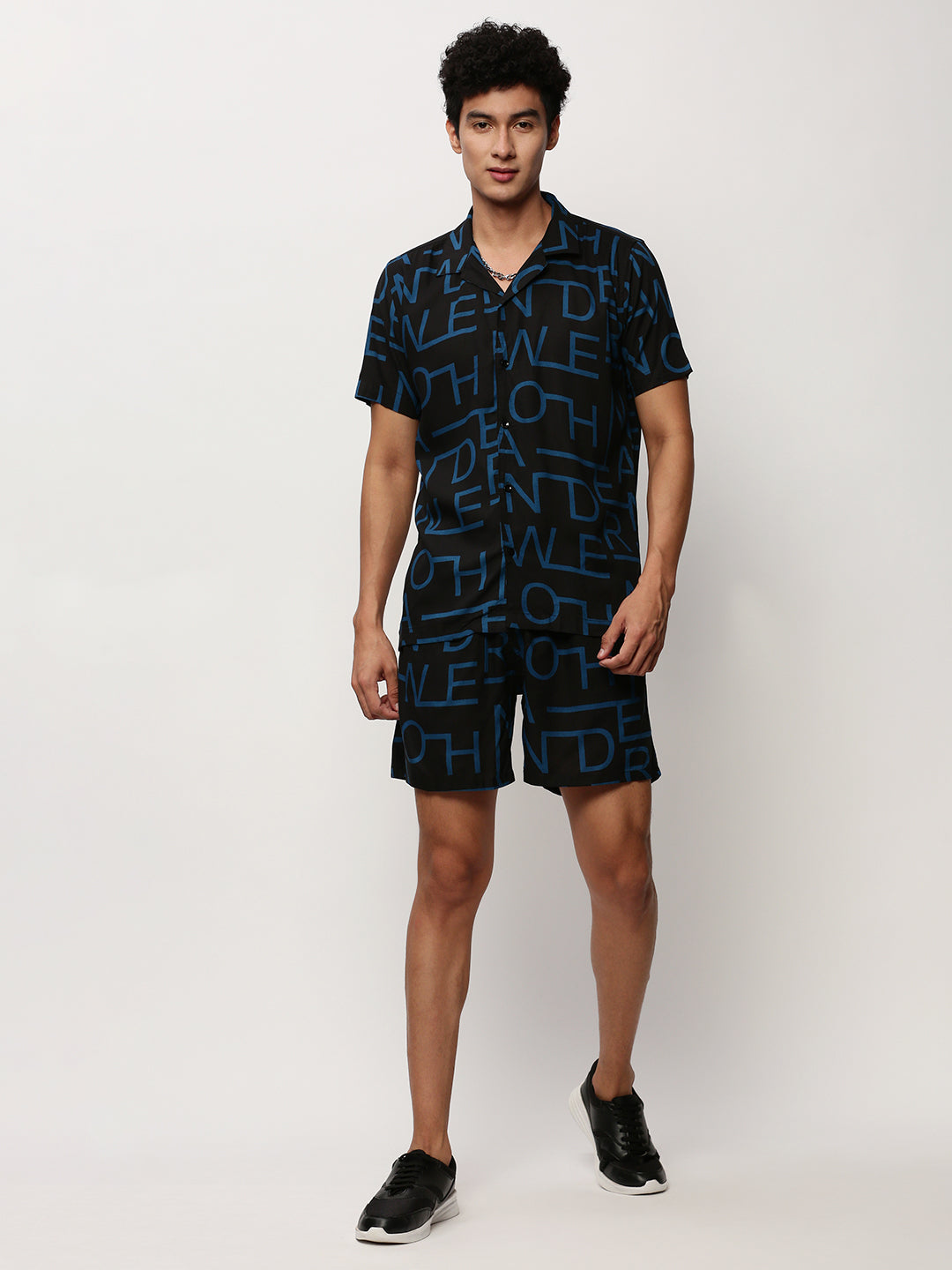 Men Black Printed Casual Co ords