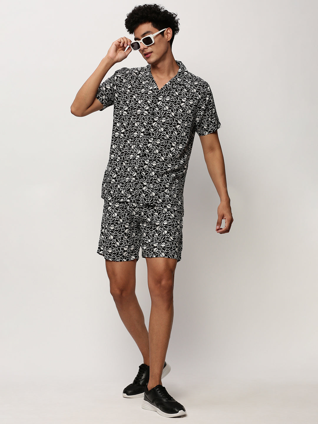 Men Black Printed Casual Co ords