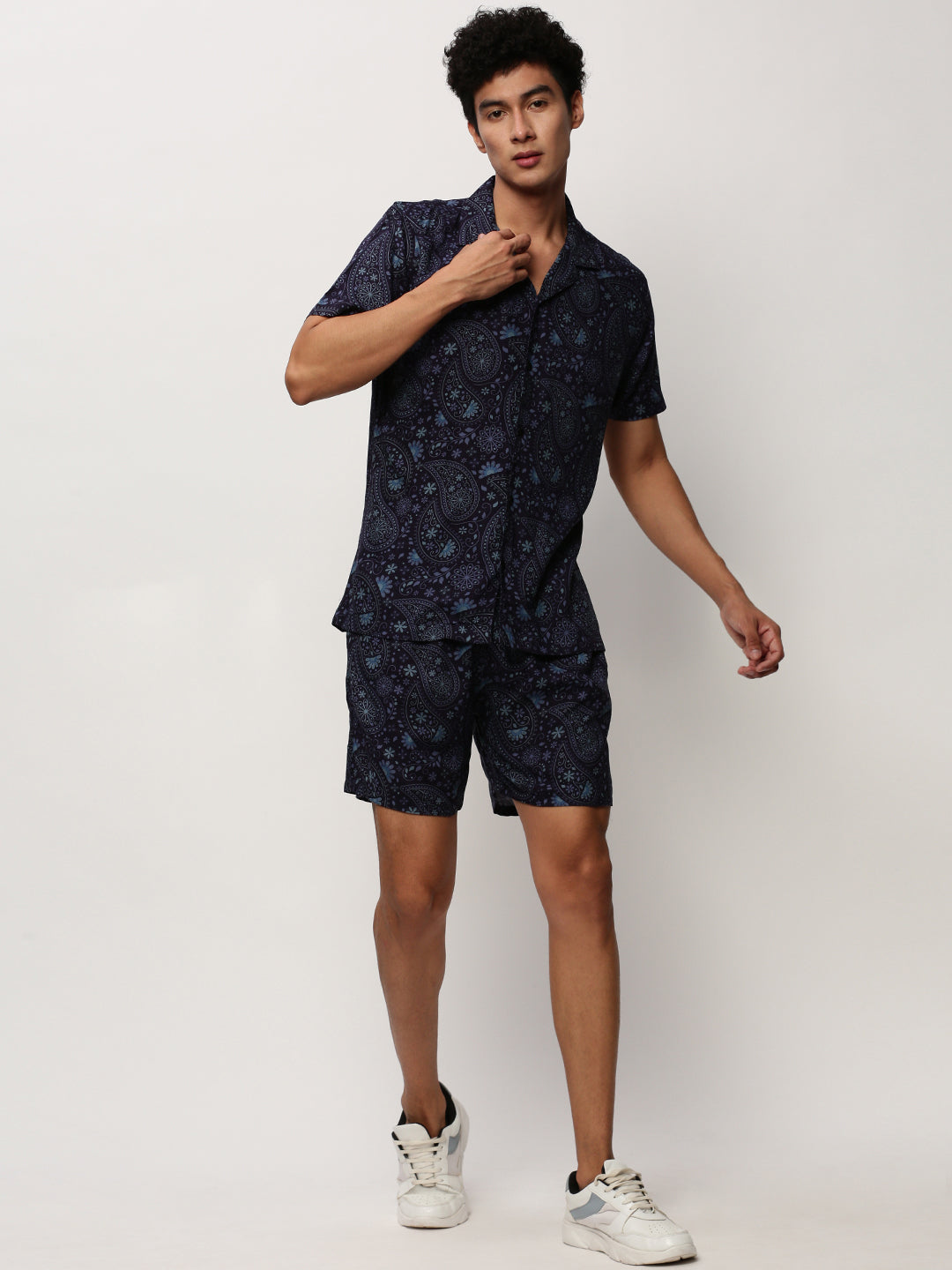 Men Navy Printed Casual Co ords