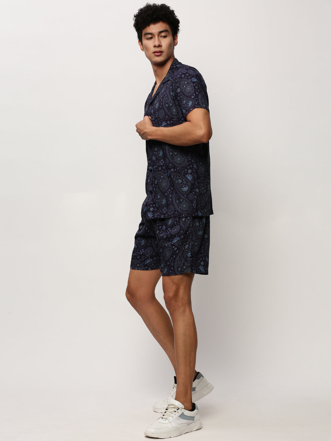 Men Navy Printed Casual Co ords