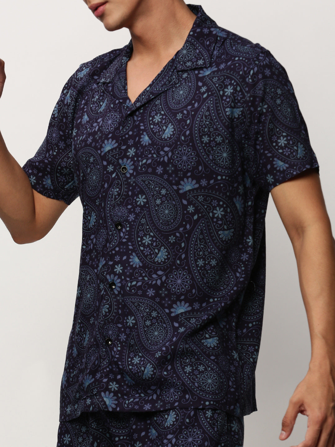 Men Navy Printed Casual Co ords