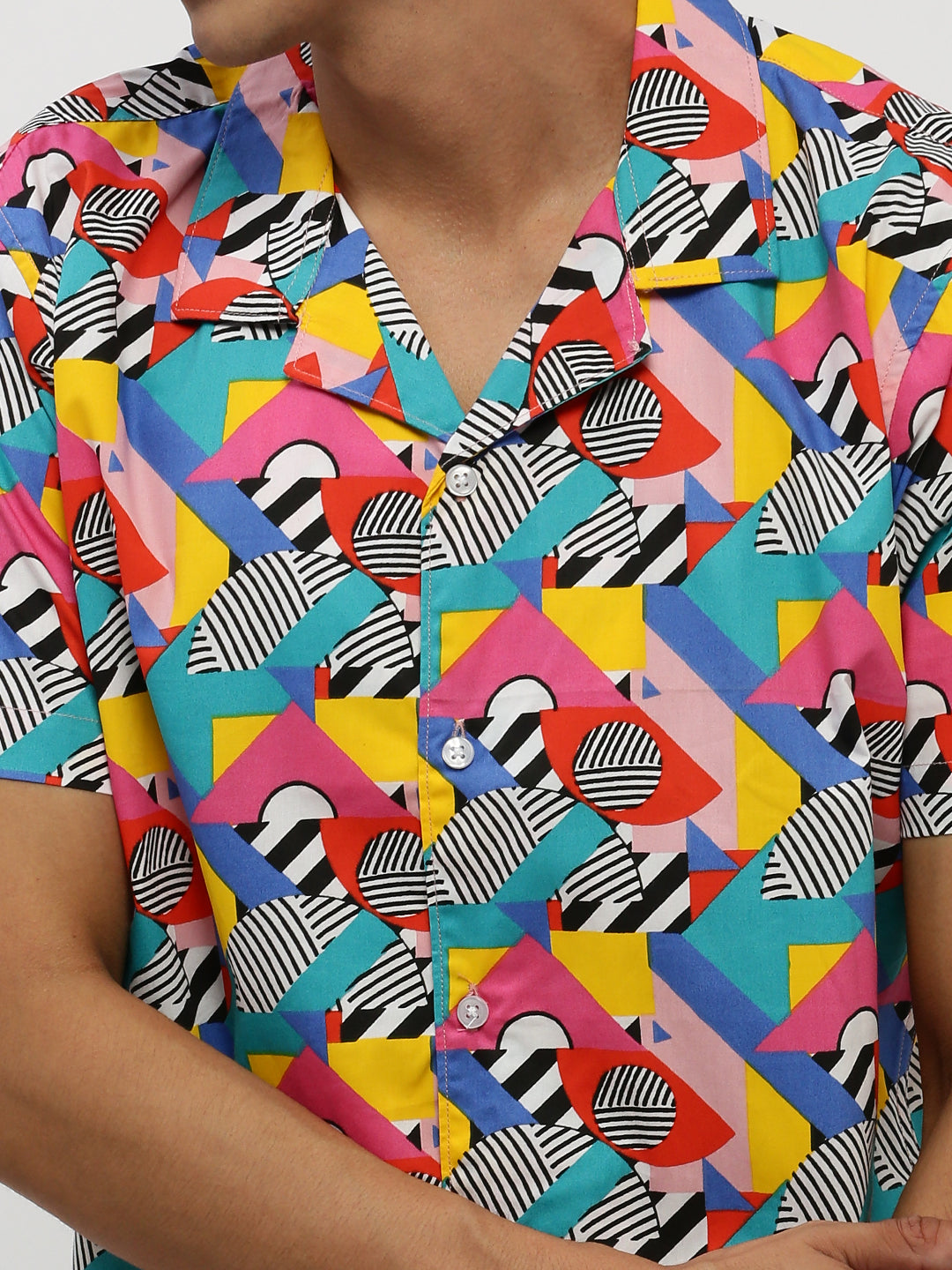 Men's Multi Abstract Printed Cuban Collar Shirt & Shorts Co-Ords Set