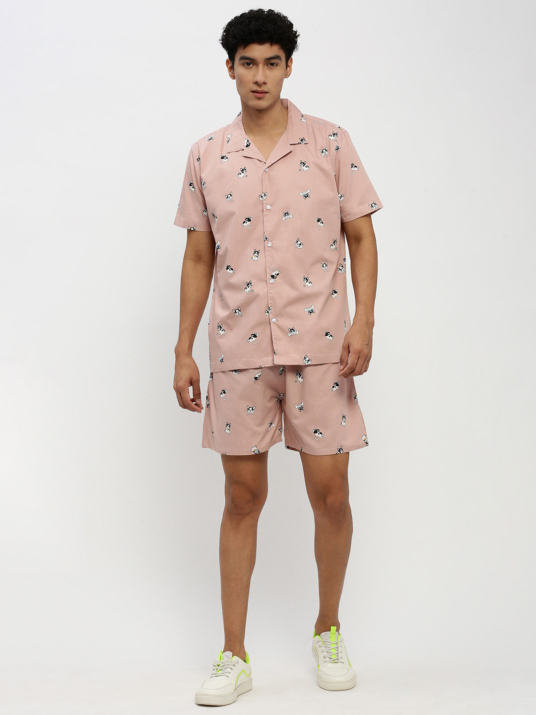 Men's Peach Printed Co-Ords Set