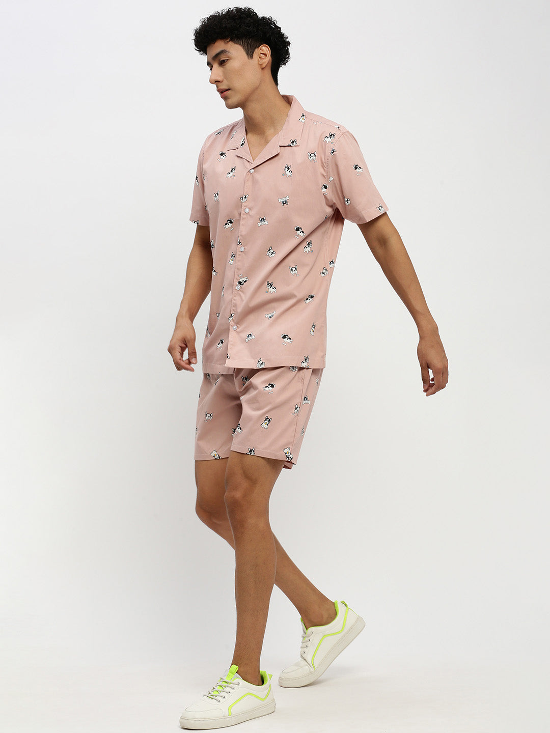 Men's Peach Printed Co-Ords Set