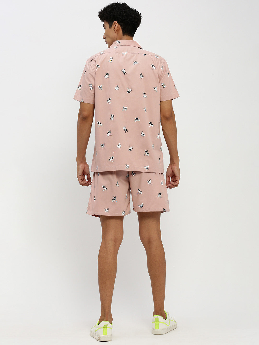 Men's Peach Printed Co-Ords Set