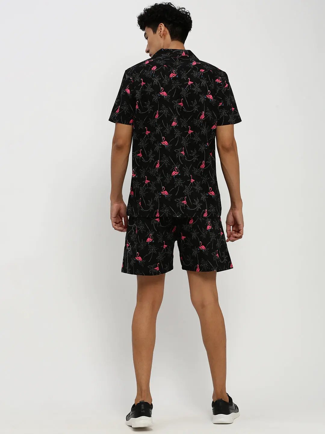 Men's Black Printed Co-Ords Set