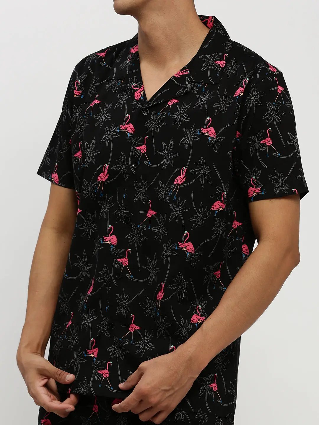 Men's Black Printed Co-Ords Set