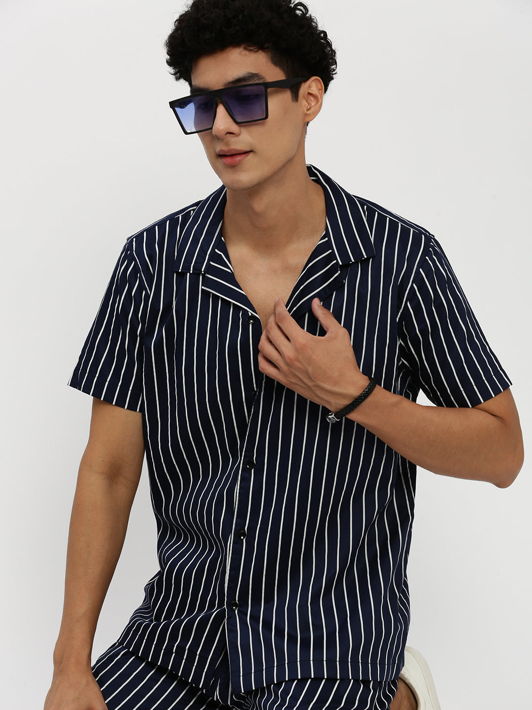 Men's Navy Striped Co-Ords Set