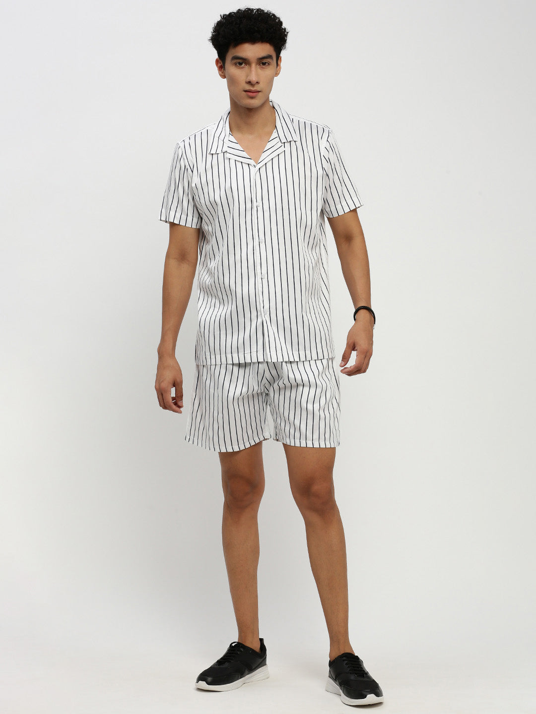 Men's White Striped Co-Ords Set