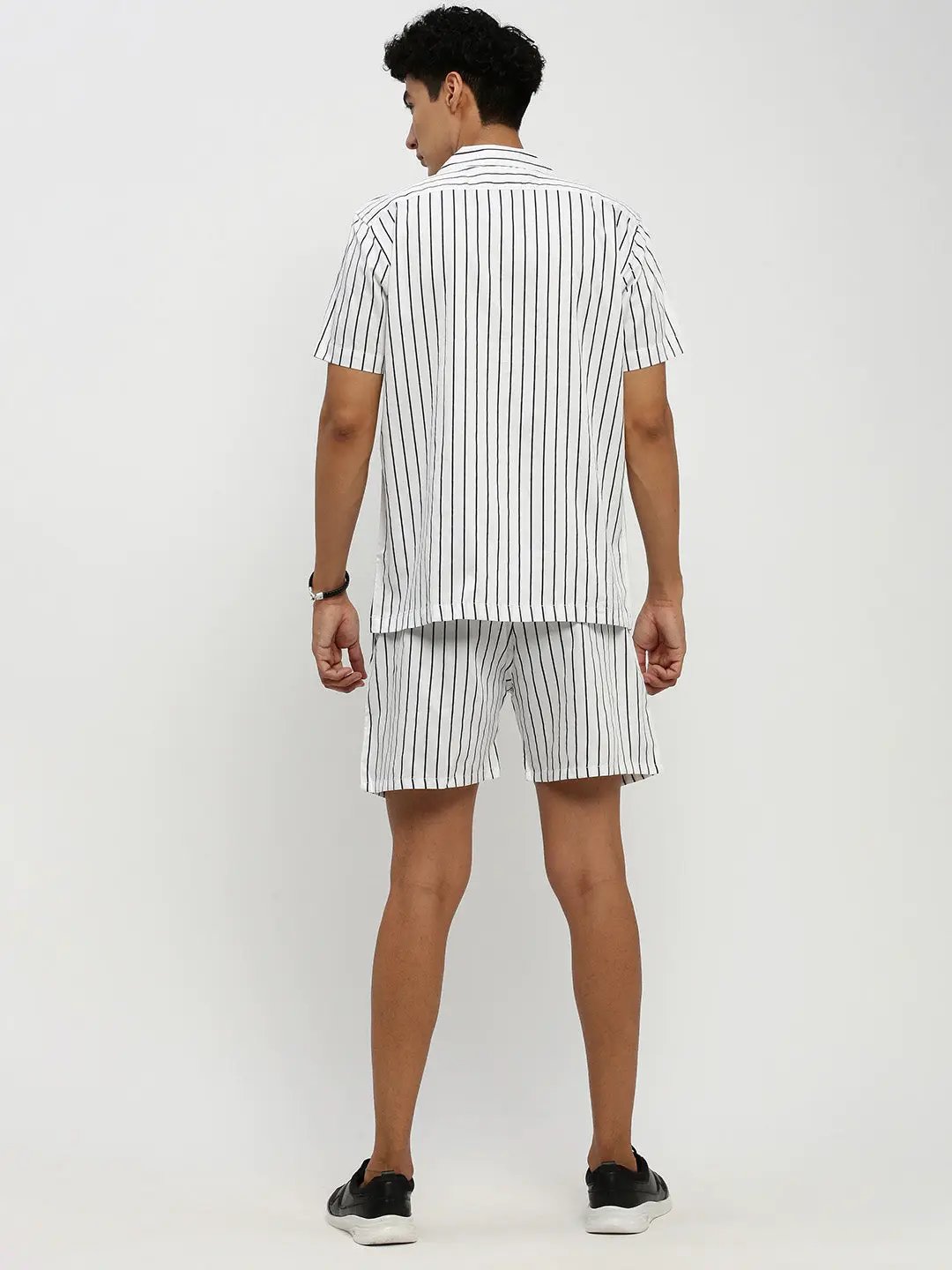 Men's White Striped Co-Ords Set