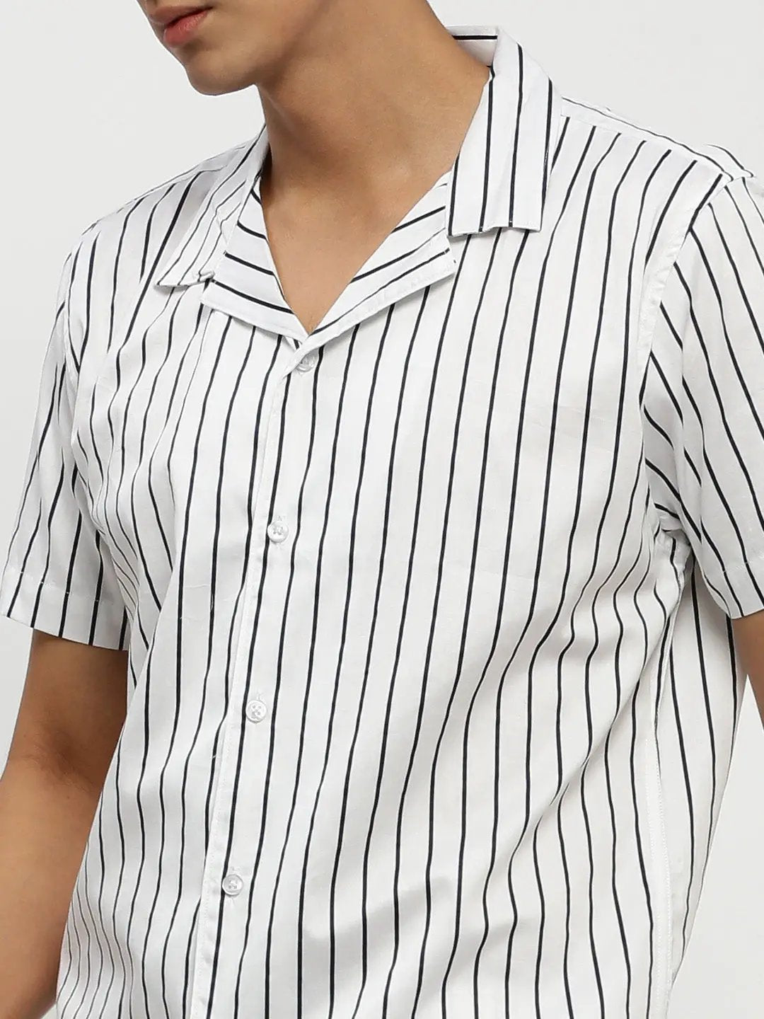Men's White Striped Co-Ords Set