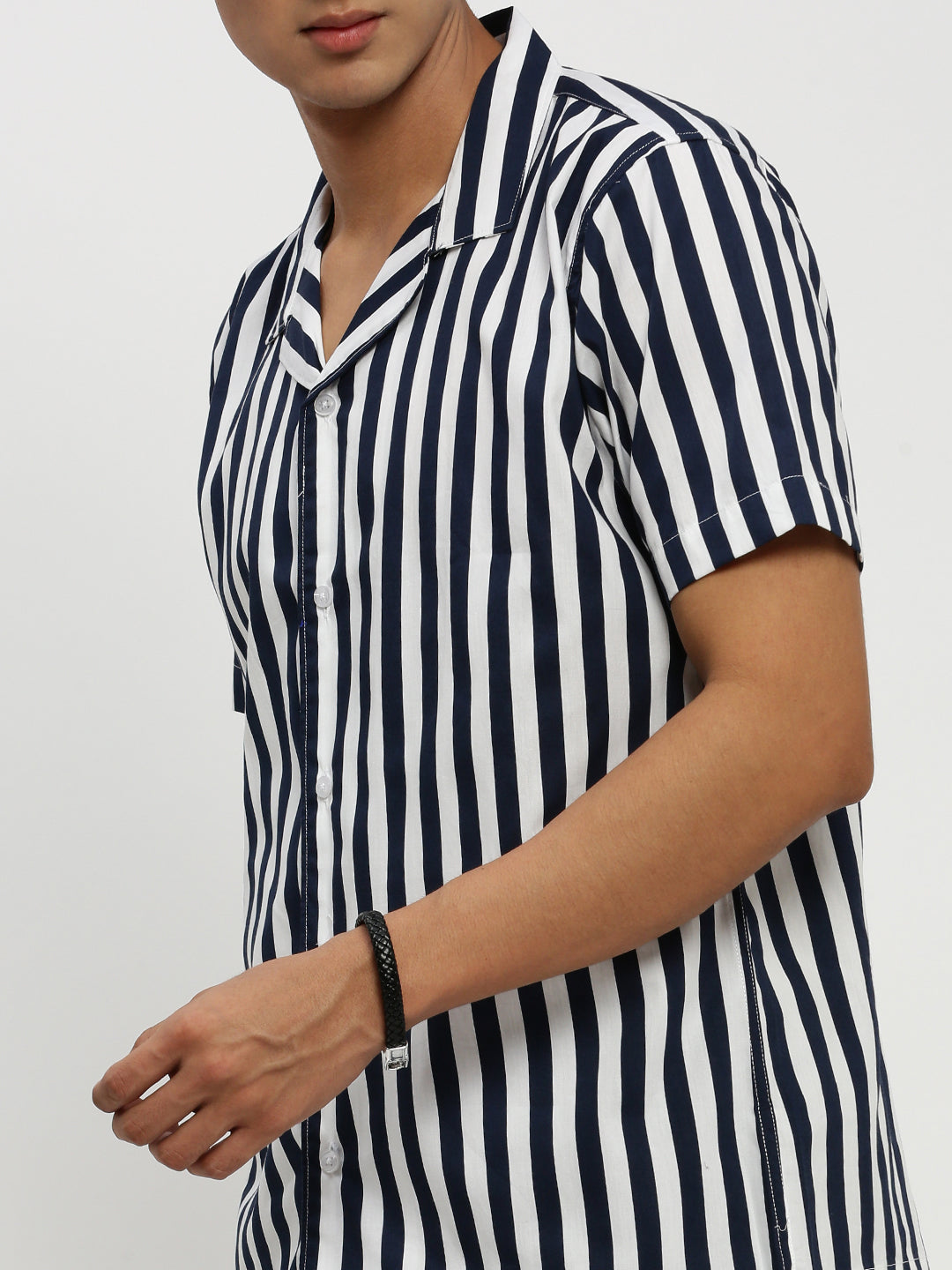 Men Navy Striped Co ordSet