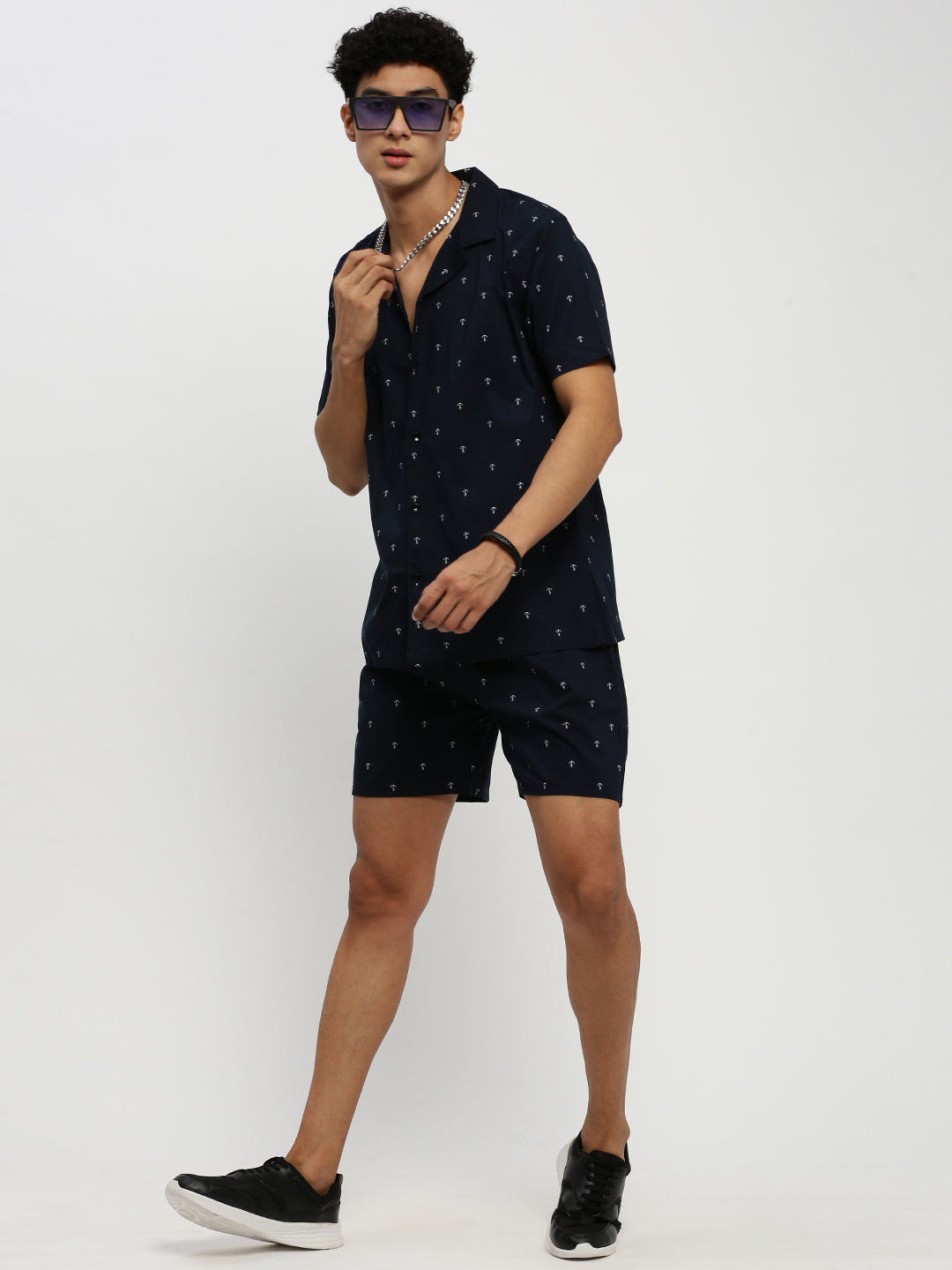 Men Navy Printed Co ordSet