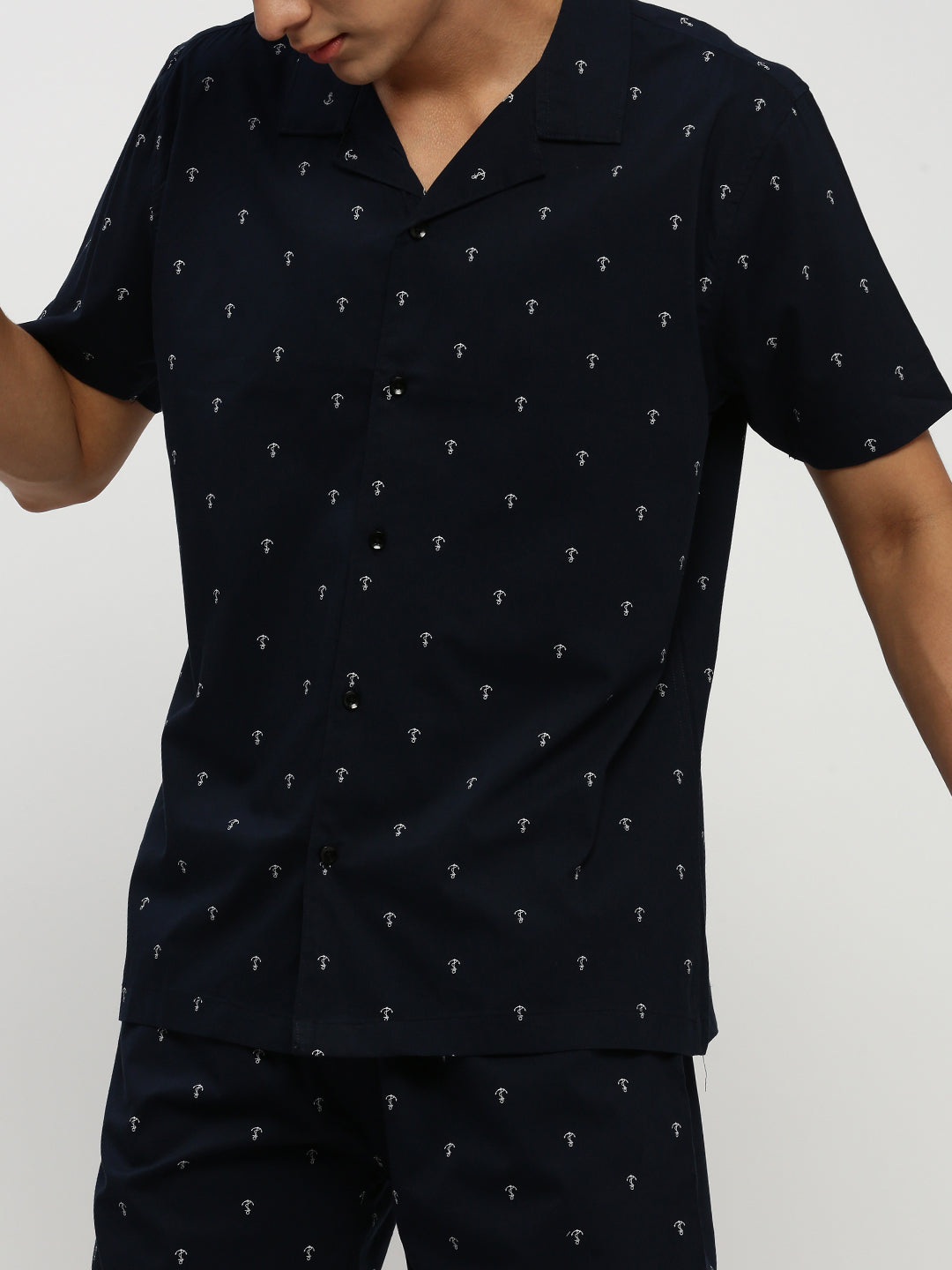 Men Navy Printed Co ordSet