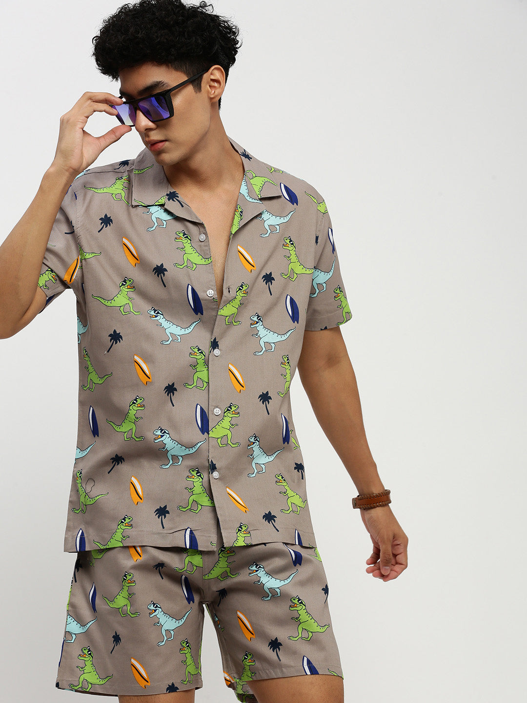 Men's Grey Printed Co-Ords Set