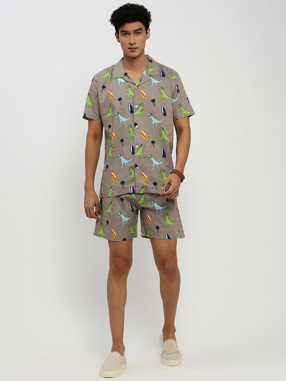 Men's Grey Printed Co-Ords Set