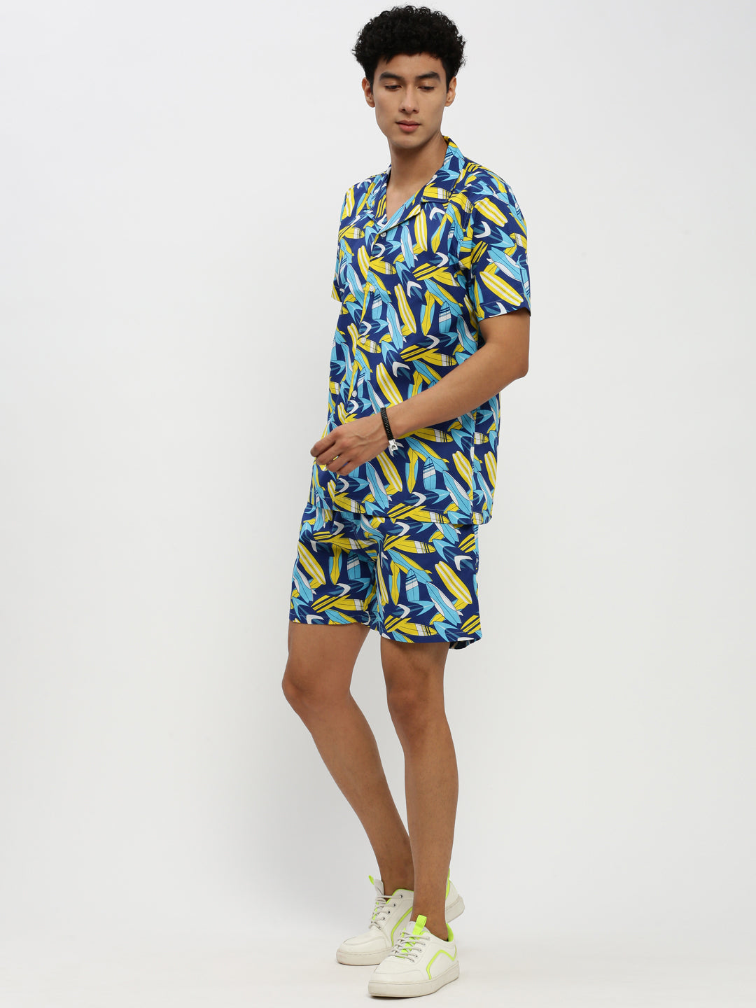 Men's Navy Printed Co-Ords Set