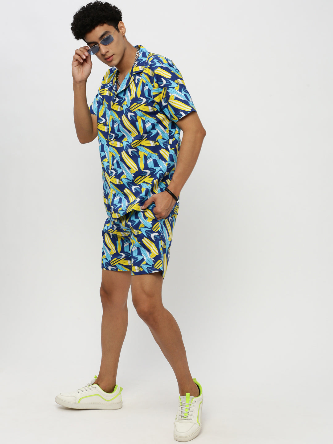 Men's Navy Printed Co-Ords Set