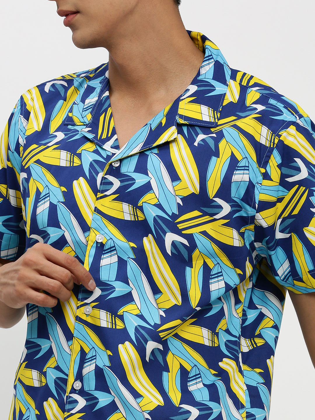 Men's Navy Printed Co-Ords Set