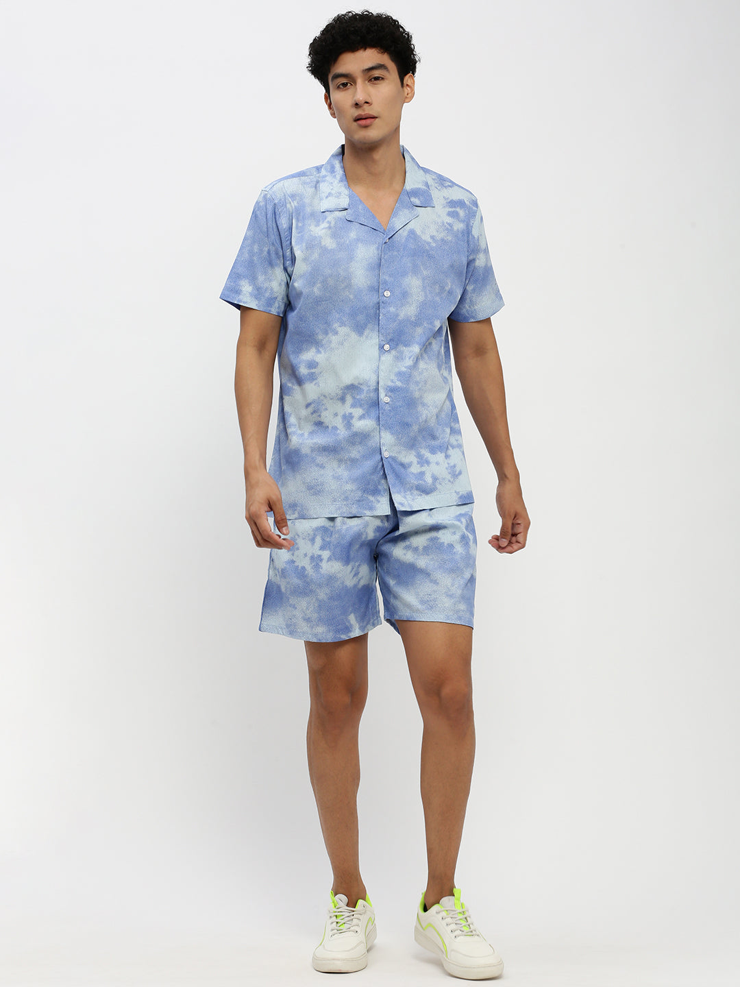 Men's Blue Colourblock Co-Ords Set