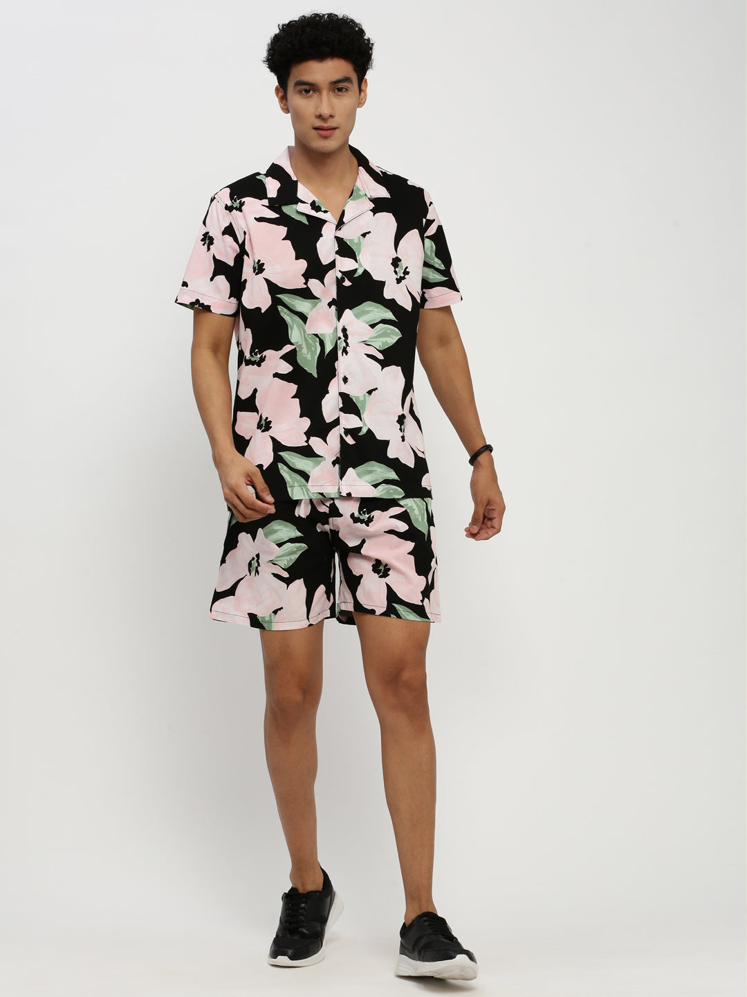 Men's Black Printed Co-Ords Set