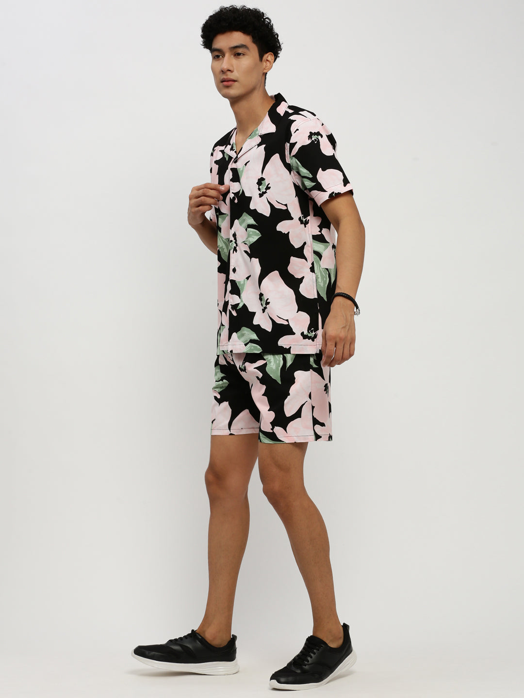 Men's Black Printed Co-Ords Set