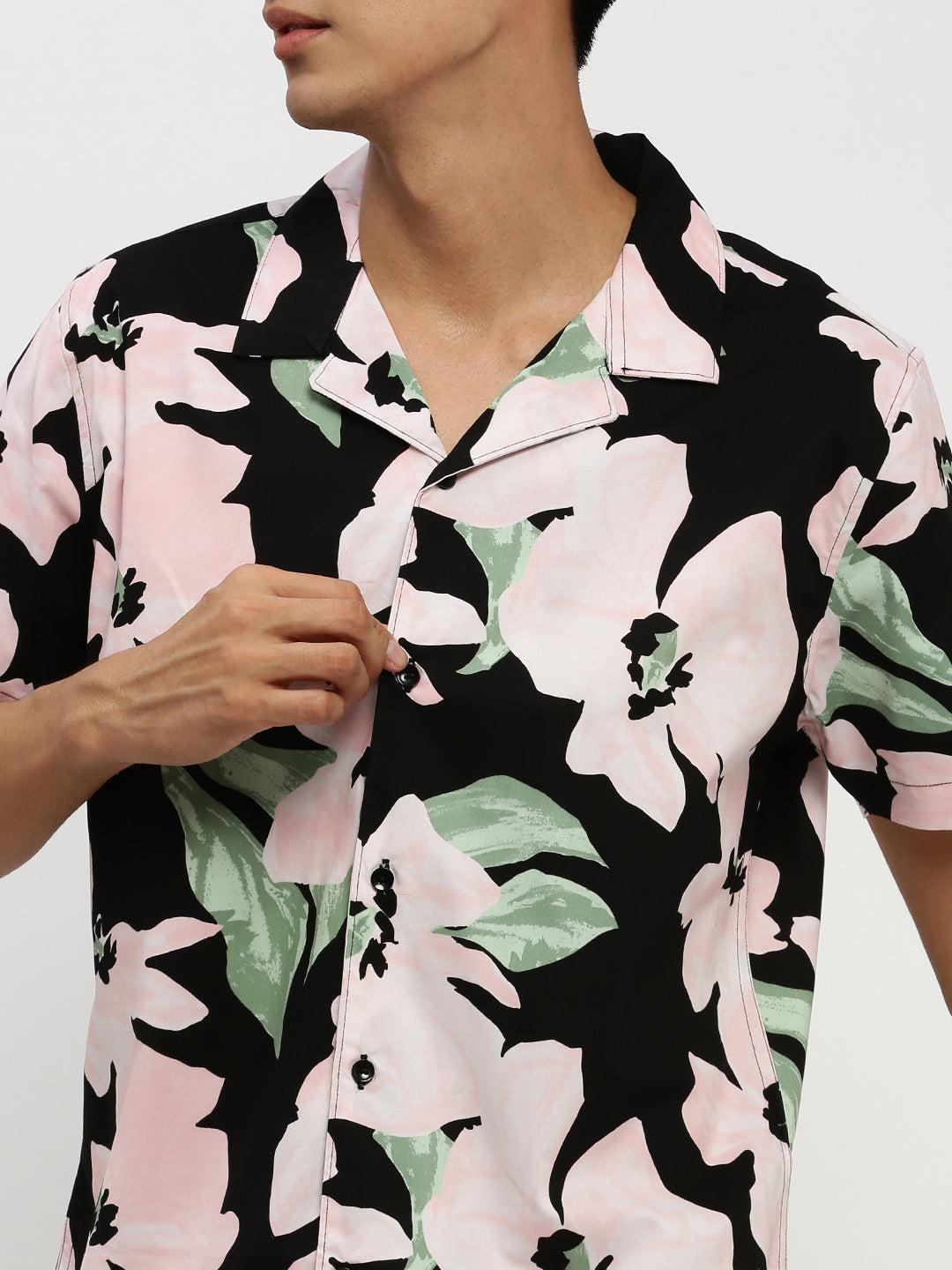 Men's Black Printed Co-Ords Set